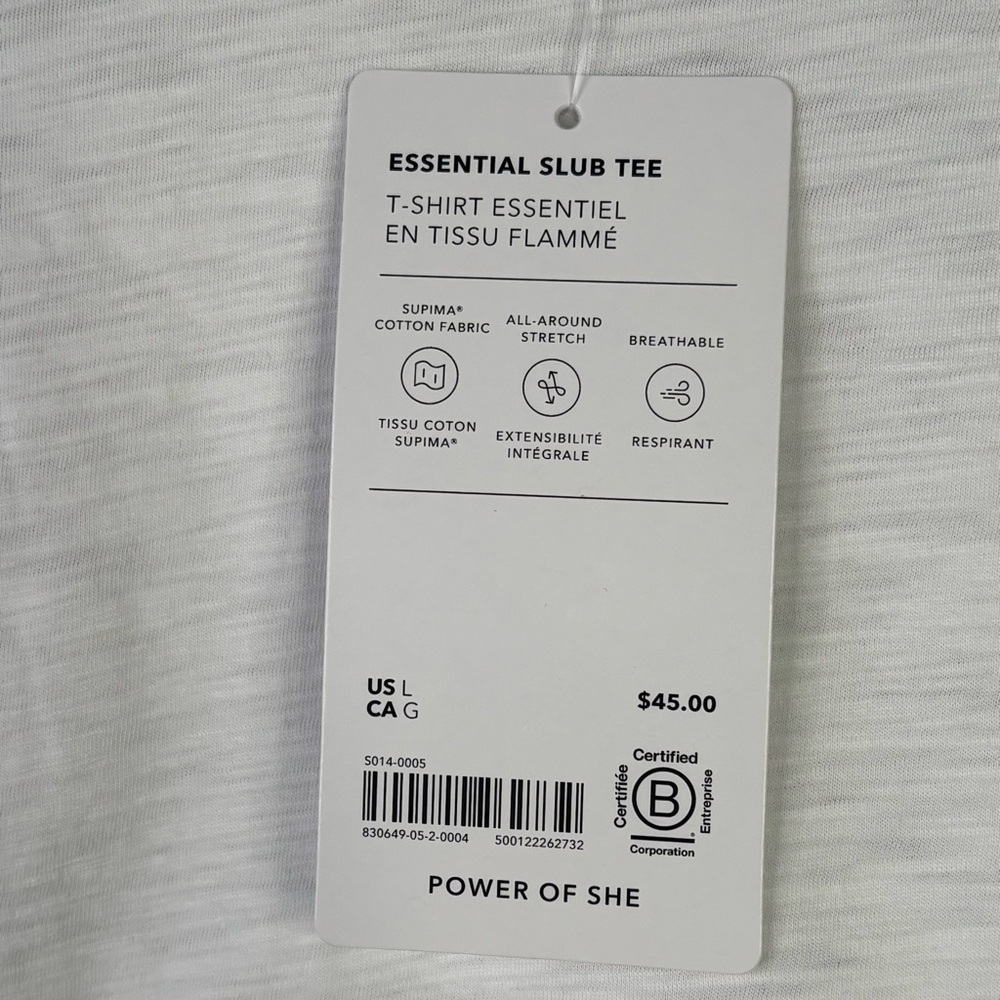 🏷️NWT Athleta Size Large Essential Slub Tee Bright White Semi-Fitted Crew Neck - Picture 3 of 16